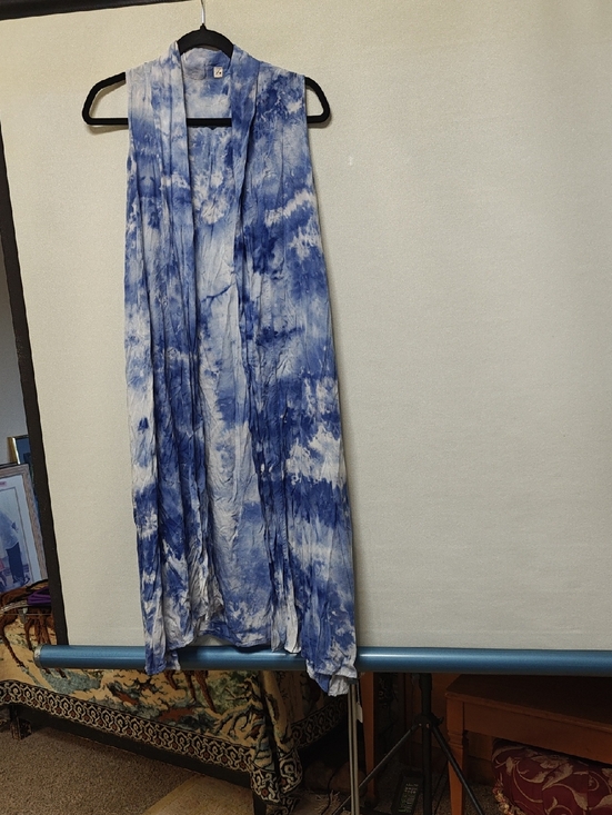 Jane and Delancey Tops - Jane & Delancey k* Boho Blue and White Tie-Dye Duster Vest